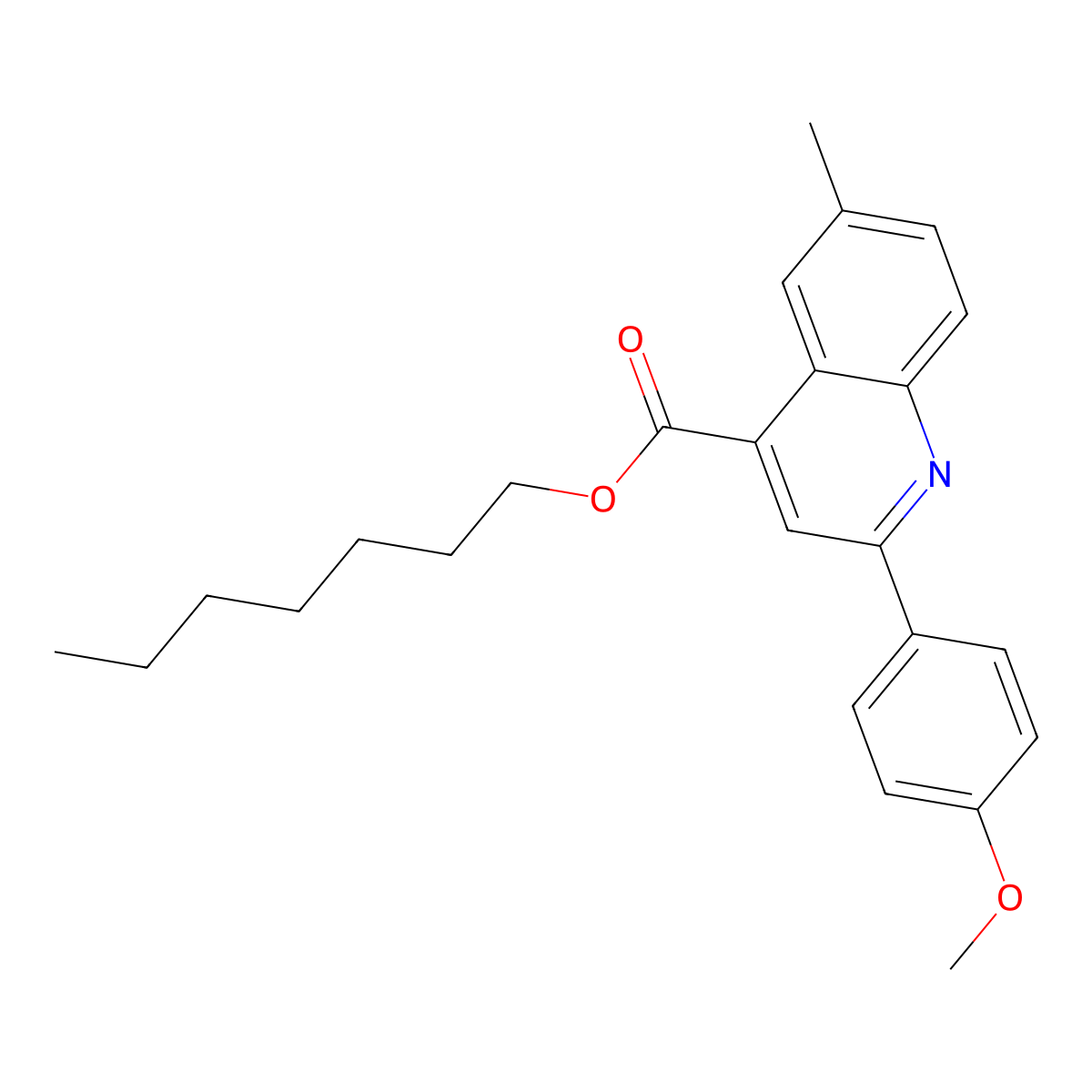 Heptyl 2-(4-methoxyphenyl)-6-methyl-4-quinolinecarboxylate molecular structure, CAS 355421-18-0