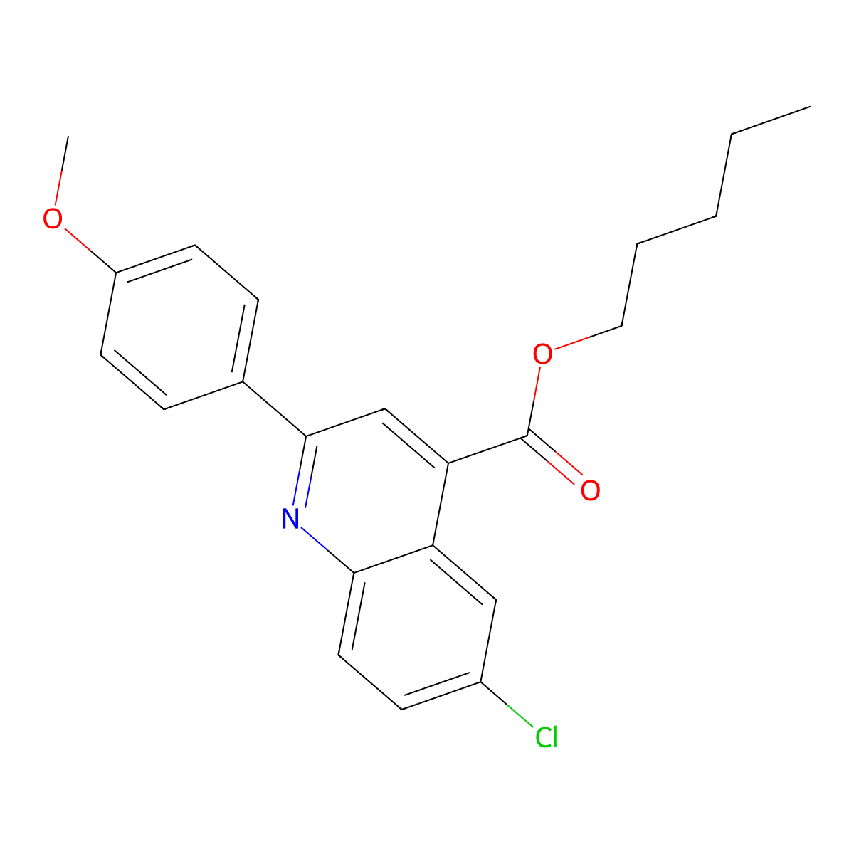 Pentyl 6-chloro-2-(4-methoxyphenyl)-4-quinolinecarboxylate molecular structure, CAS 355421-21-5