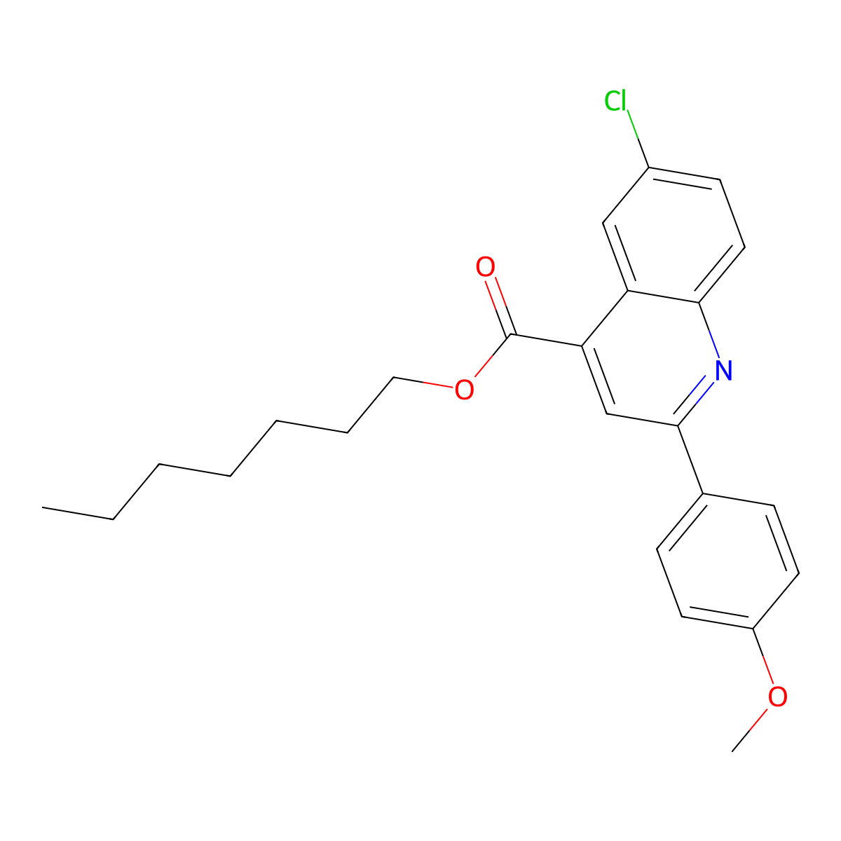 Heptyl 6-chloro-2-(4-methoxyphenyl)-4-quinolinecarboxylate molecular structure, CAS 355421-23-7