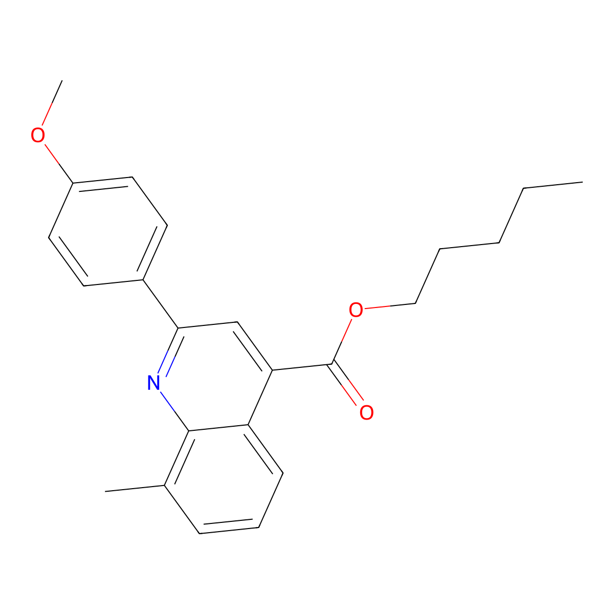 Pentyl 2-(4-methoxyphenyl)-8-methyl-4-quinolinecarboxylate molecular structure, CAS 355421-25-9