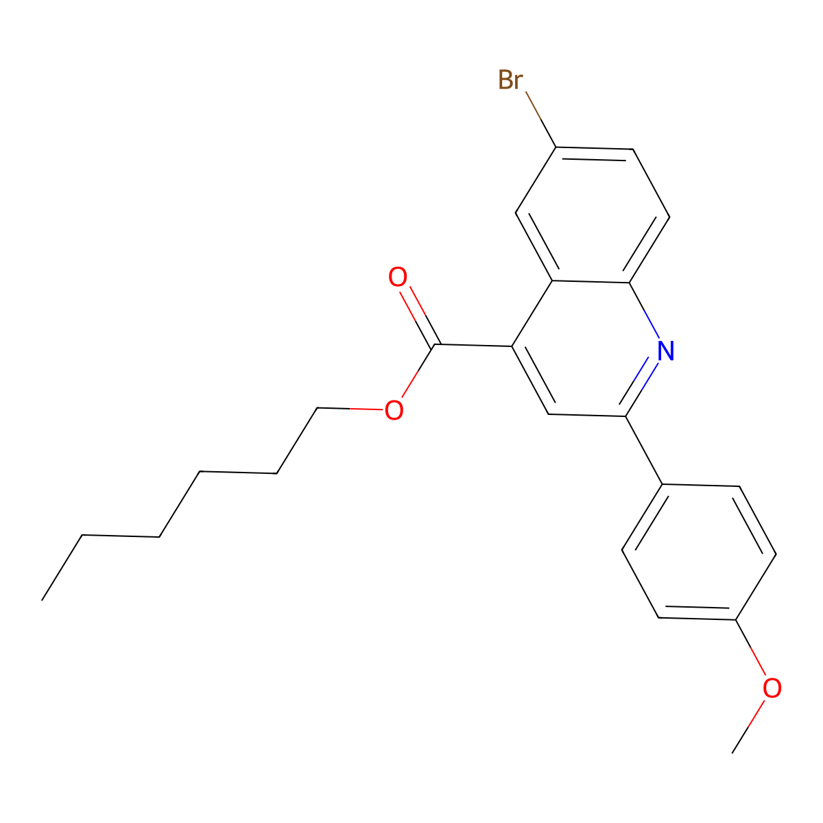 Hexyl 6-bromo-2-(4-methoxyphenyl)-4-quinolinecarboxylate molecular structure, CAS 355421-29-3