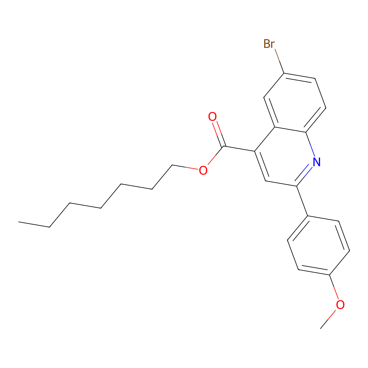 Heptyl 6-bromo-2-(4-methoxyphenyl)-4-quinolinecarboxylate molecular structure, CAS 355421-30-6
