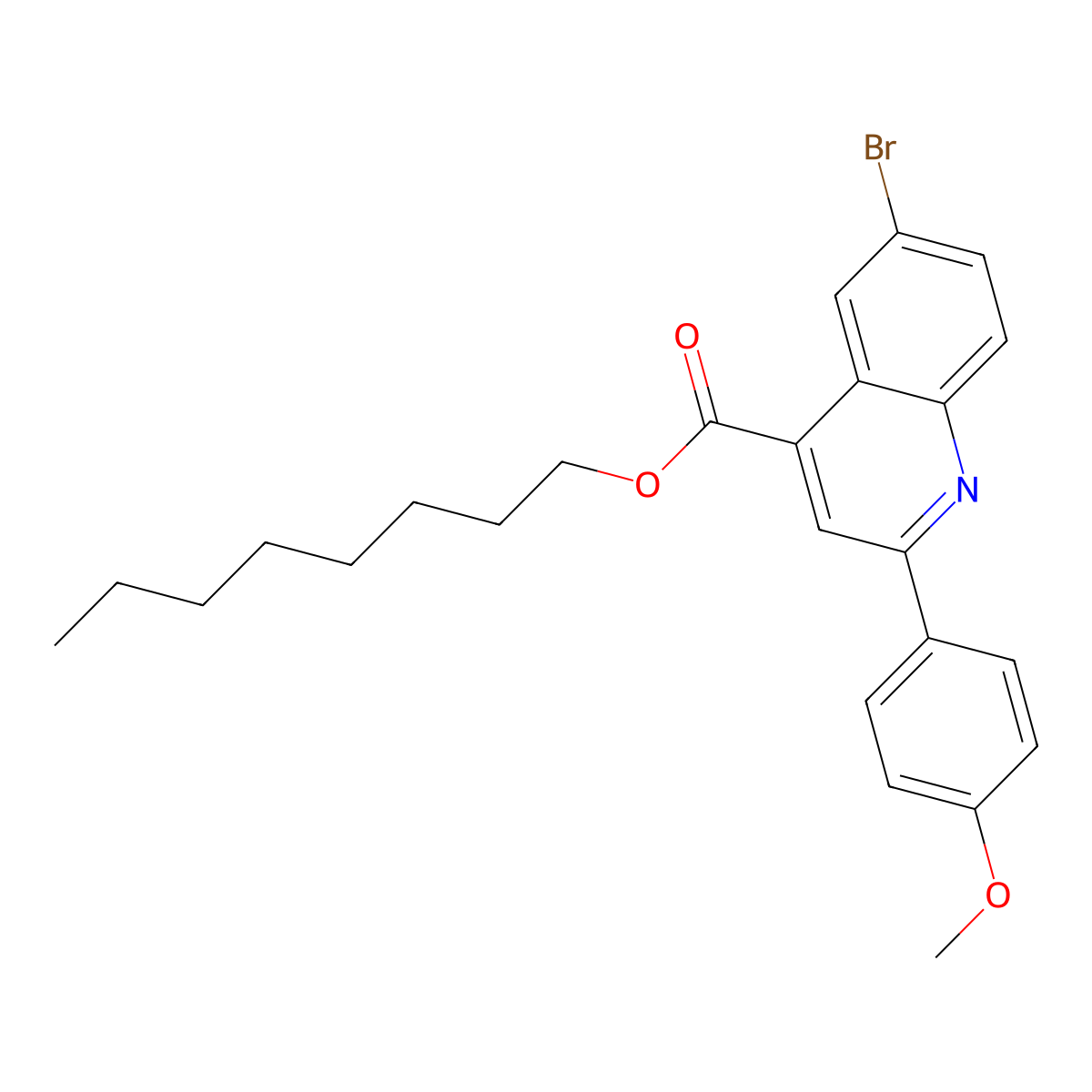 Octyl 6-bromo-2-(4-methoxyphenyl)-4-quinolinecarboxylate molecular structure, CAS 355421-31-7