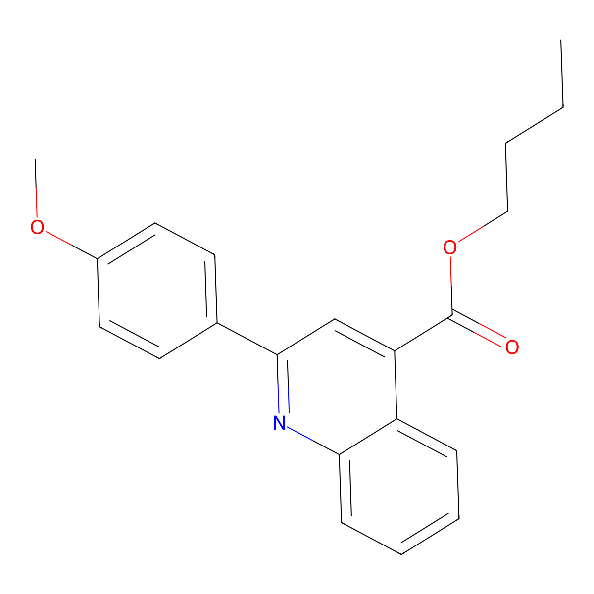 Butyl 2-(4-methoxyphenyl)quinoline-4-carboxylate molecular structure, CAS 355421-32-8