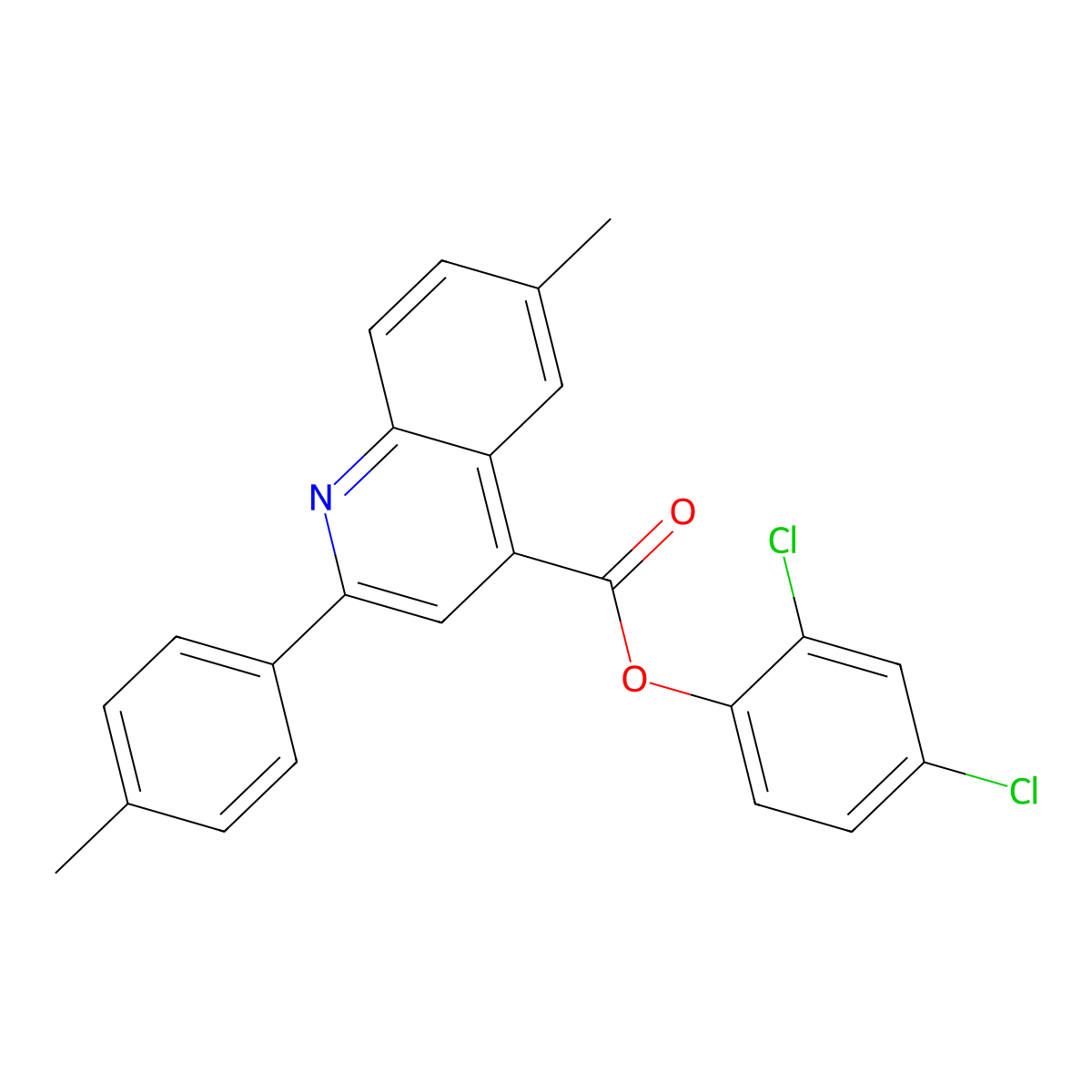 2,4-Dichlorophenyl 6-methyl-2-(4-methylphenyl)-4-quinolinecarboxylate molecular structure, CAS 355421-33-9
