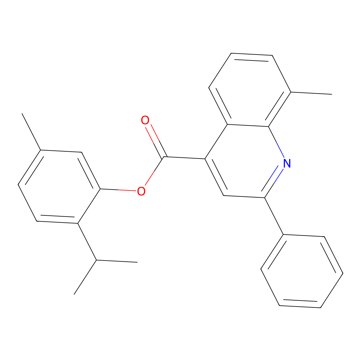5-Methyl-2-(1-methylethyl)phenyl 8-methyl-2-phenyl-4-quinolinecarboxylate molecular structure, CAS 355421-42-0