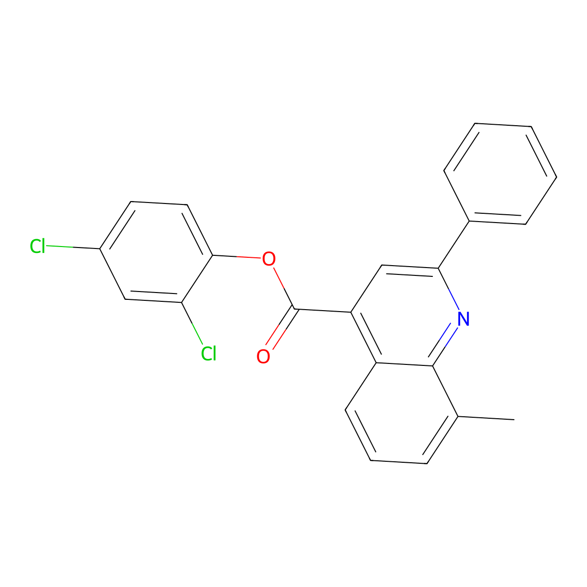 2,4-Dichlorophenyl 8-methyl-2-phenyl-4-quinolinecarboxylate molecular structure, CAS 355421-43-1