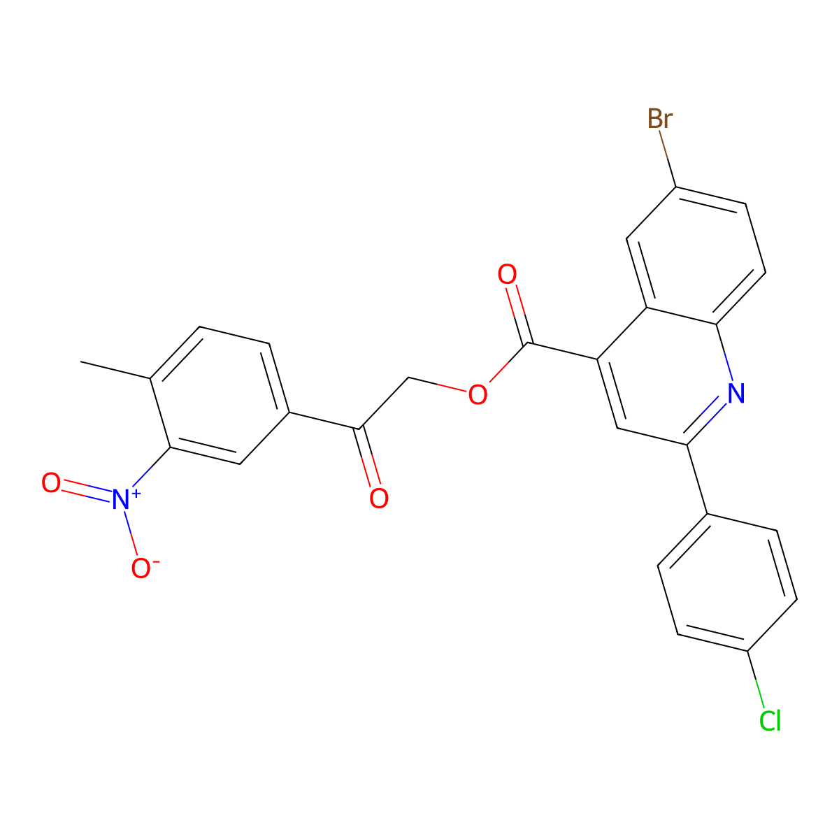 2-(4-ME-3-Nitrophenyl)-2-oxoethyl 6-BR-2-(4-chlorophenyl)-4-quinolinecarboxylate molecular structure, CAS 355421-47-5