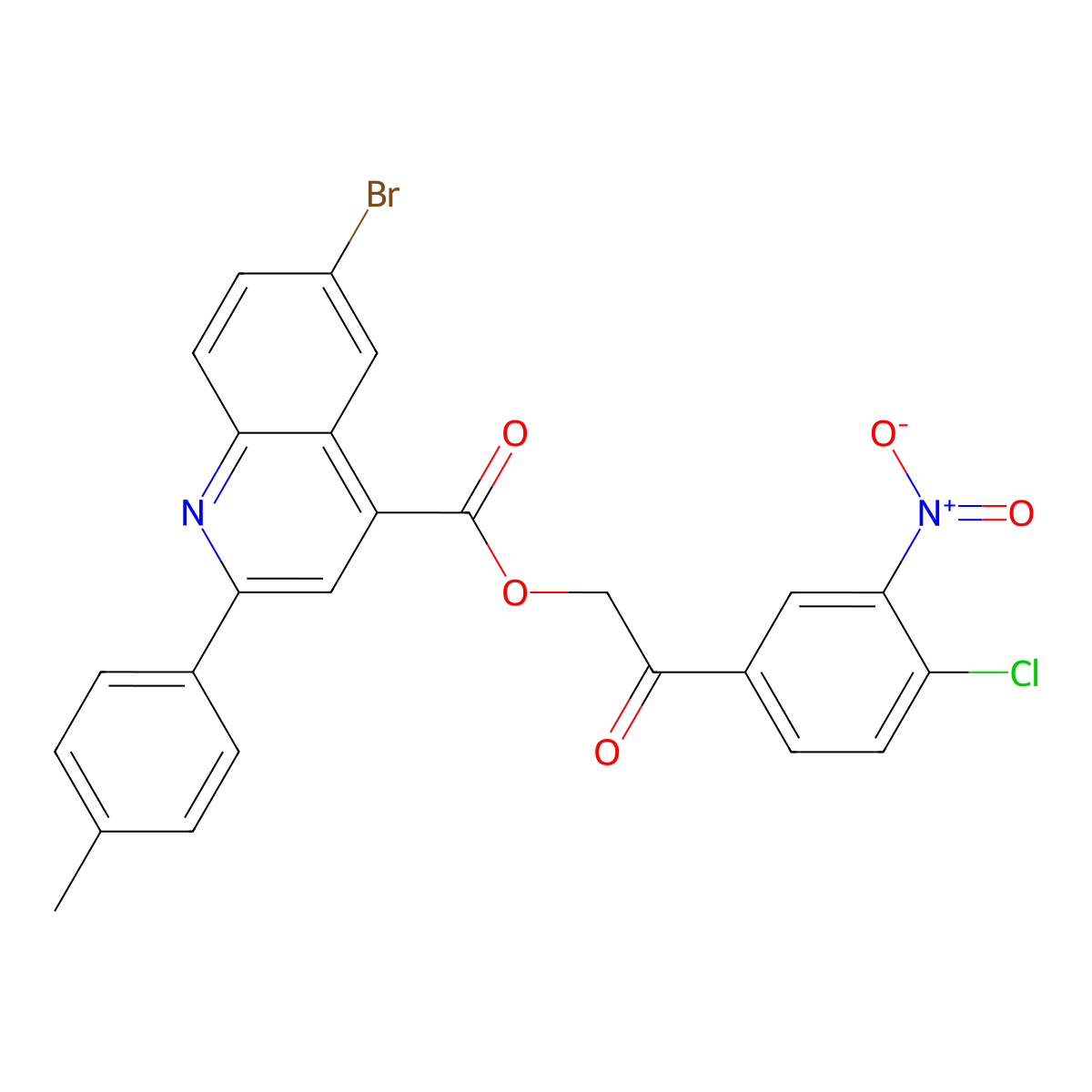 2-(4-CL-3-Nitrophenyl)-2-oxoethyl 6-BR-2-(4-methylphenyl)-4-quinolinecarboxylate molecular structure, CAS 355421-49-7