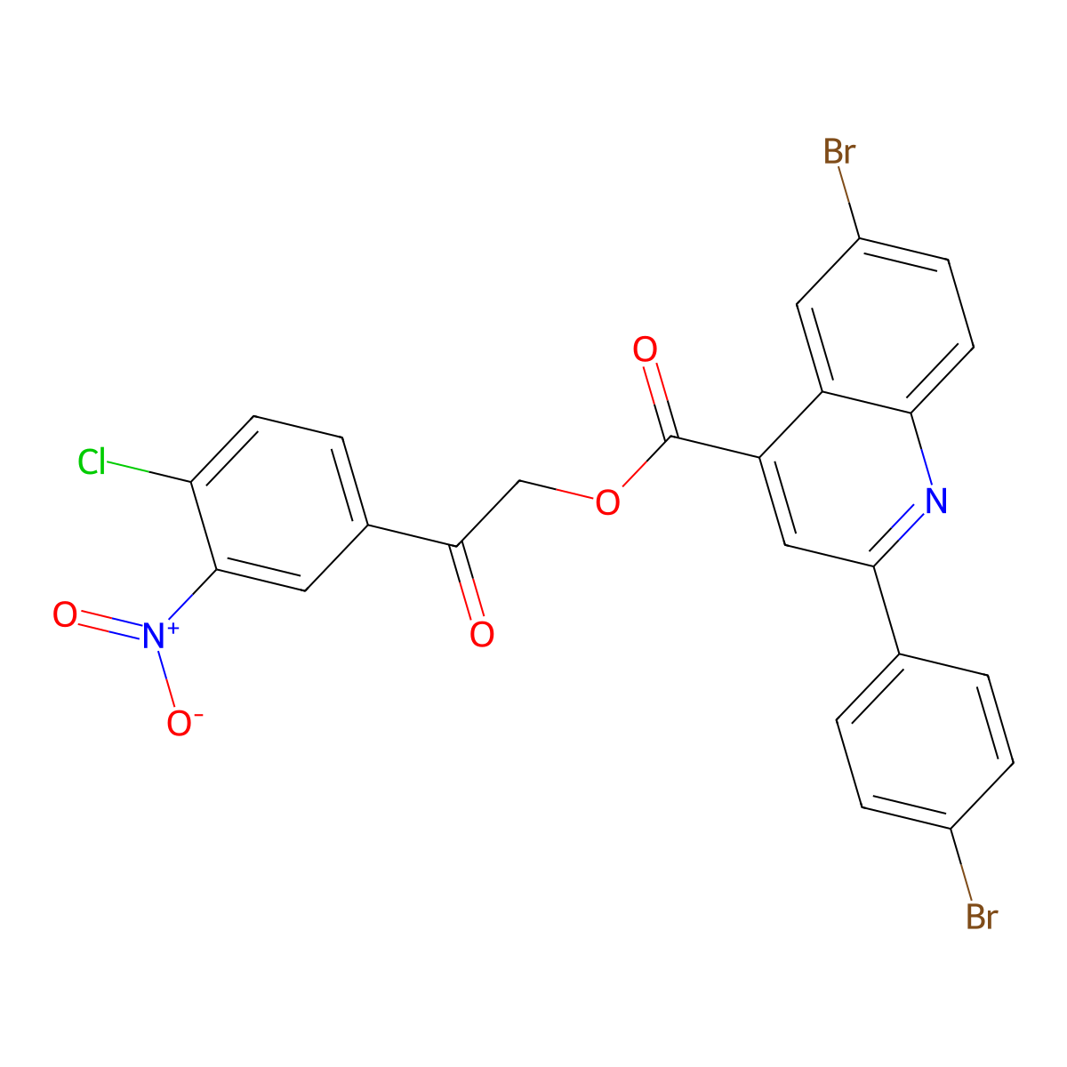 2-(4-CL-3-Nitrophenyl)-2-oxoethyl 6-BR-2-(4-bromophenyl)-4-quinolinecarboxylate molecular structure, CAS 355421-50-0