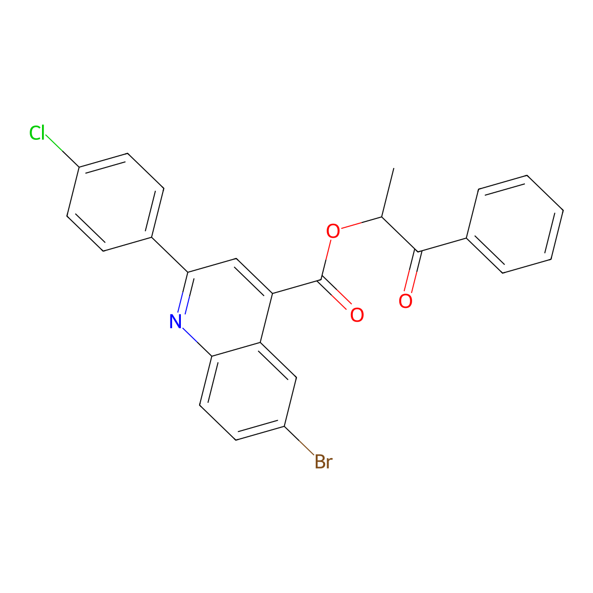 1-Methyl-2-oxo-2-phenylethyl 6-bromo-2-(4-chlorophenyl)-4-quinolinecarboxylate molecular structure, CAS 355421-54-4