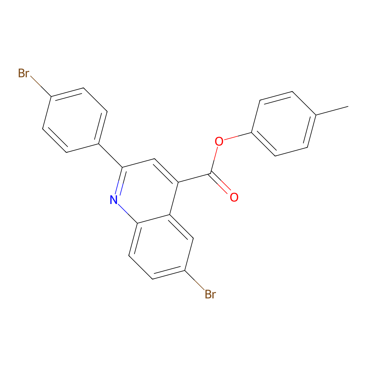 4-Methylphenyl 6-bromo-2-(4-bromophenyl)-4-quinolinecarboxylate molecular structure, CAS 355421-58-8