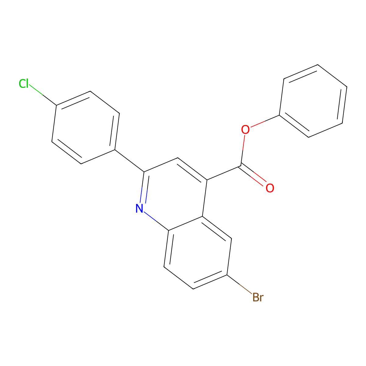 Phenyl 6-bromo-2-(4-chlorophenyl)-4-quinolinecarboxylate molecular structure, CAS 355421-67-9