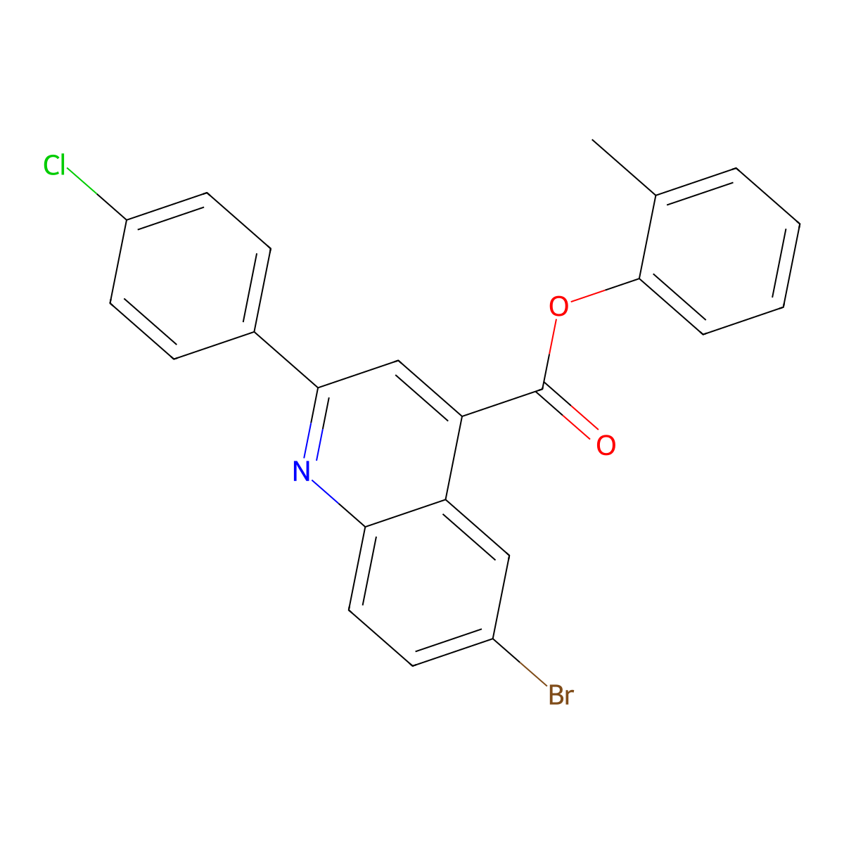 2-Methylphenyl 6-bromo-2-(4-chlorophenyl)-4-quinolinecarboxylate molecular structure, CAS 355421-68-0