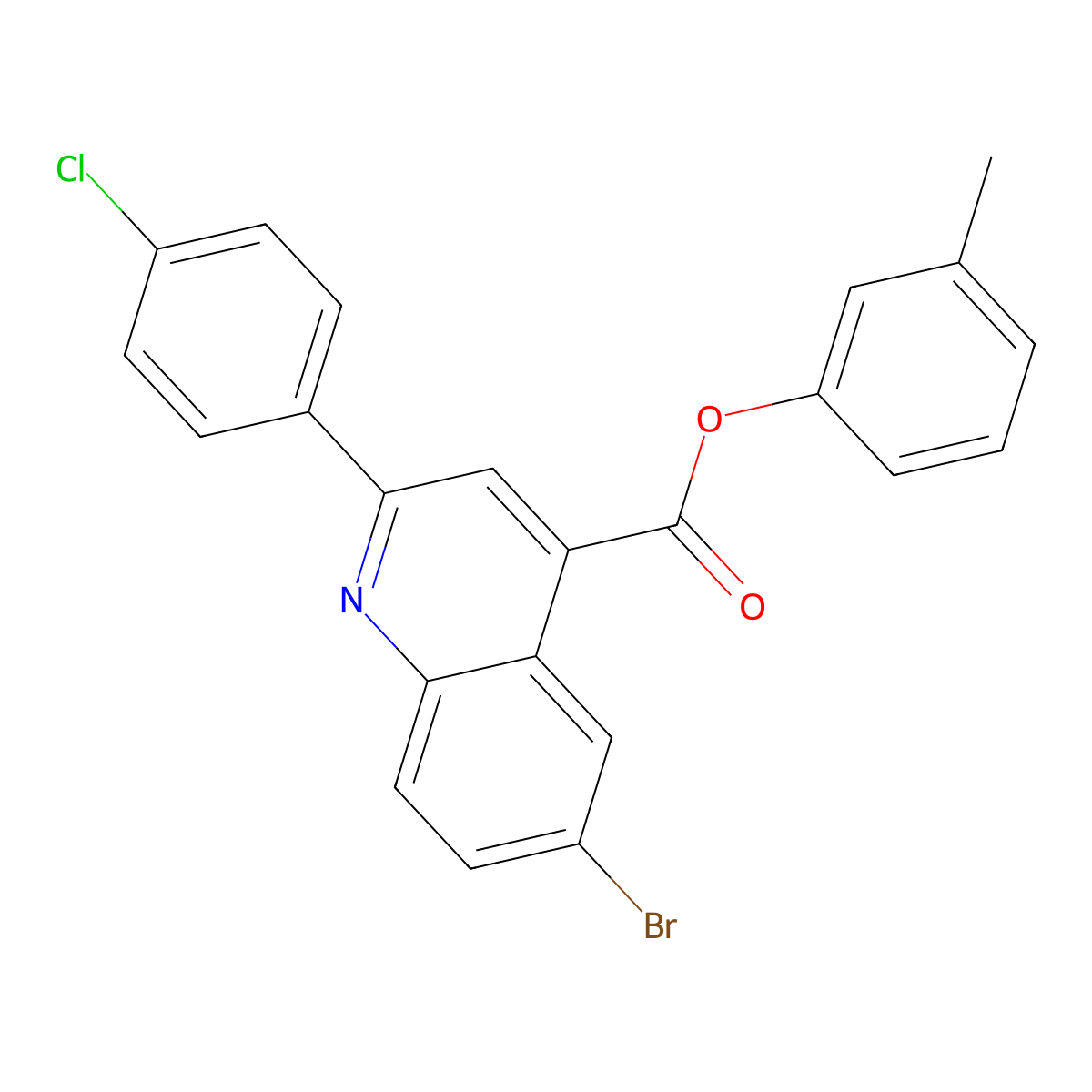 3-Methylphenyl 6-bromo-2-(4-chlorophenyl)quinoline-4-carboxylate molecular structure, CAS 355421-69-1