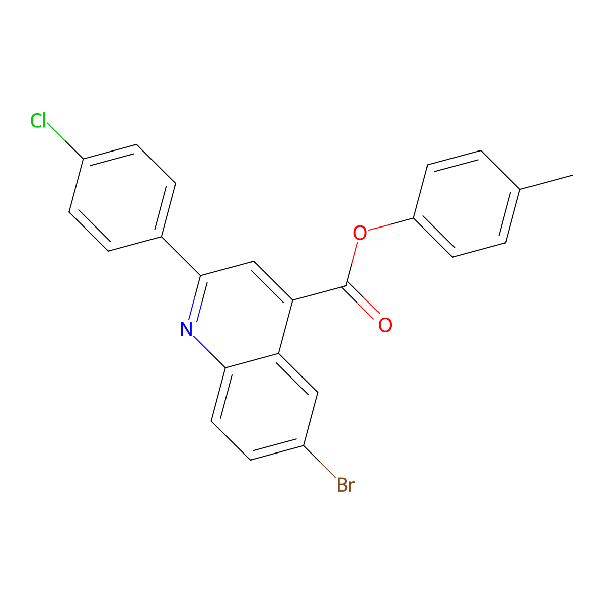 4-Methylphenyl 6-bromo-2-(4-chlorophenyl)-4-quinolinecarboxylate molecular structure, CAS 355421-70-4