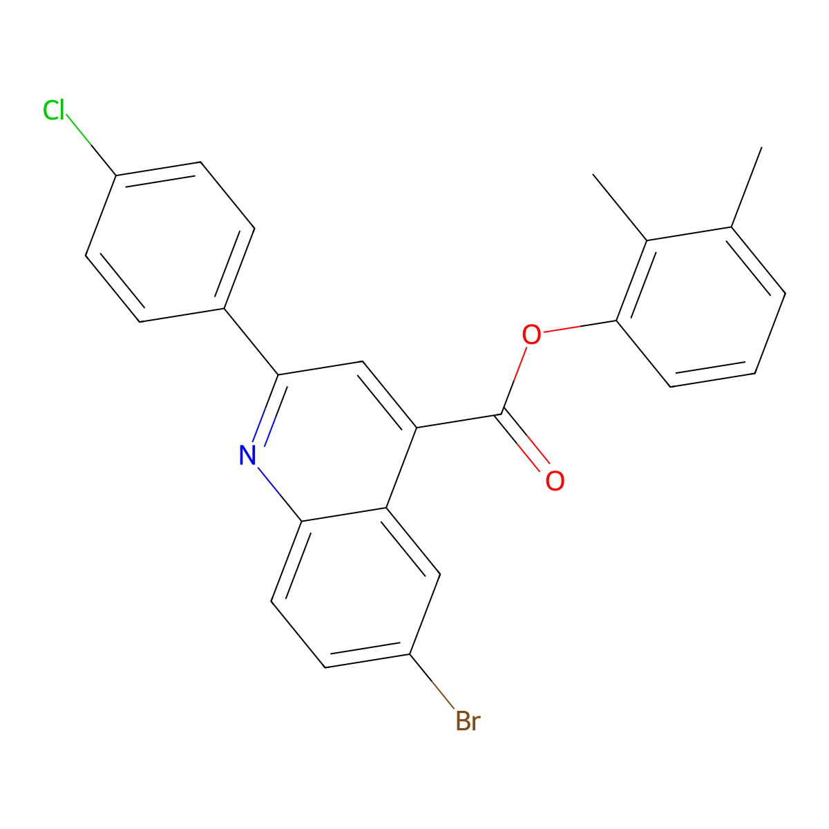 2,3-Dimethylphenyl 6-bromo-2-(4-chlorophenyl)-4-quinolinecarboxylate molecular structure, CAS 355421-71-5