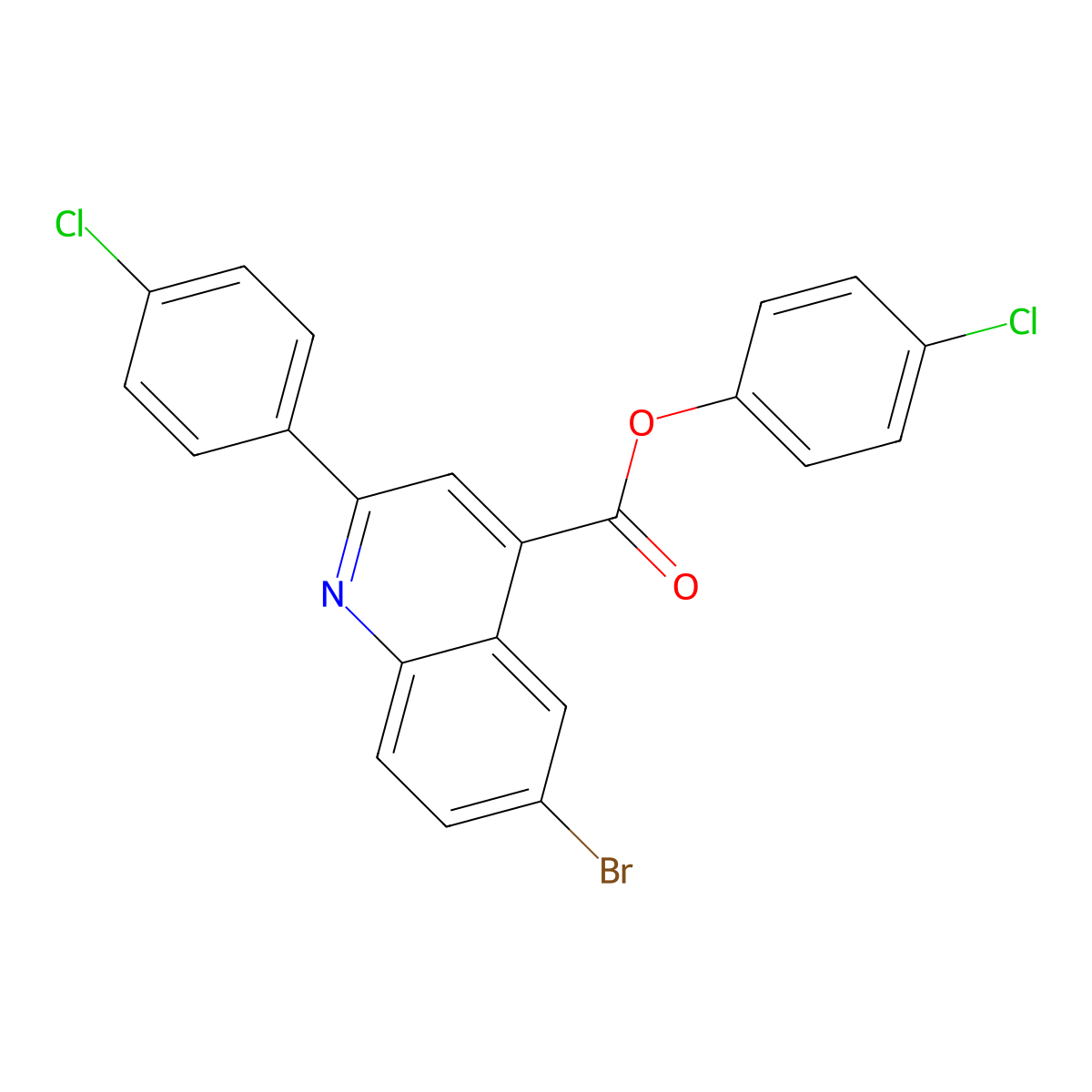 4-Chlorophenyl 6-bromo-2-(4-chlorophenyl)-4-quinolinecarboxylate molecular structure, CAS 355421-73-7