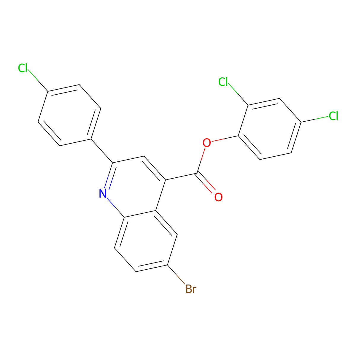 2,4-Dichlorophenyl 6-bromo-2-(4-chlorophenyl)-4-quinolinecarboxylate molecular structure, CAS 355421-74-8