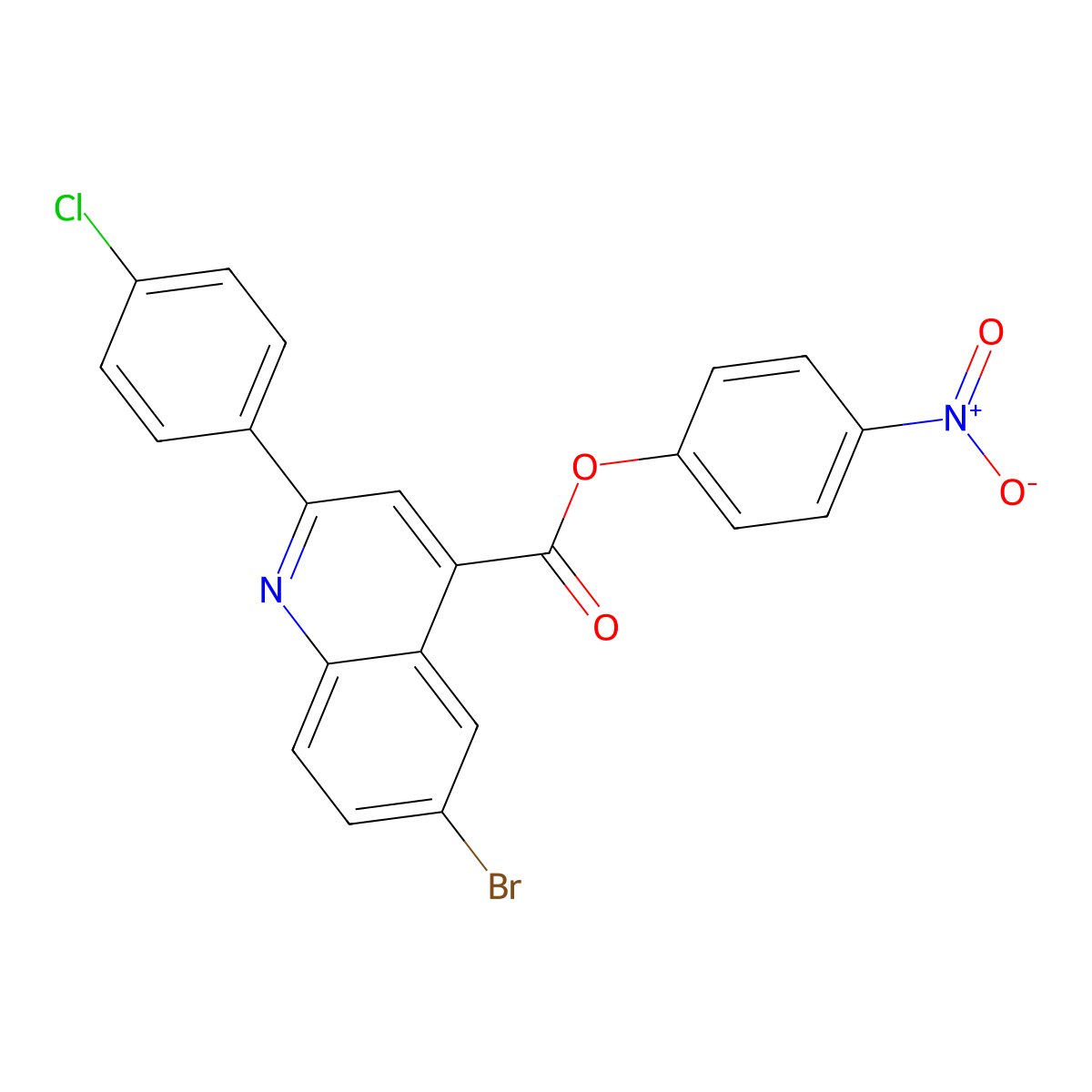4-Nitrophenyl 6-bromo-2-(4-chlorophenyl)-4-quinolinecarboxylate molecular structure, CAS 355421-75-9