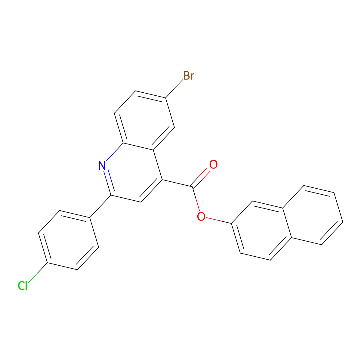 2-Naphthyl 6-bromo-2-(4-chlorophenyl)-4-quinolinecarboxylate molecular structure, CAS 355421-76-0