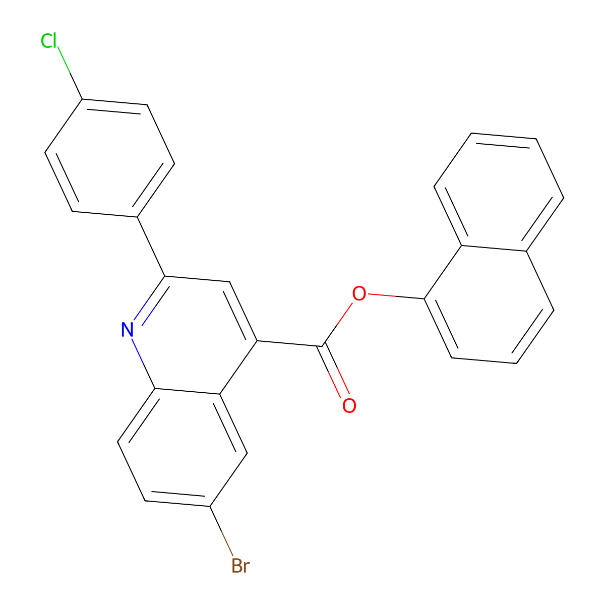 1-Naphthyl 6-bromo-2-(4-chlorophenyl)-4-quinolinecarboxylate molecular structure, CAS 355421-77-1
