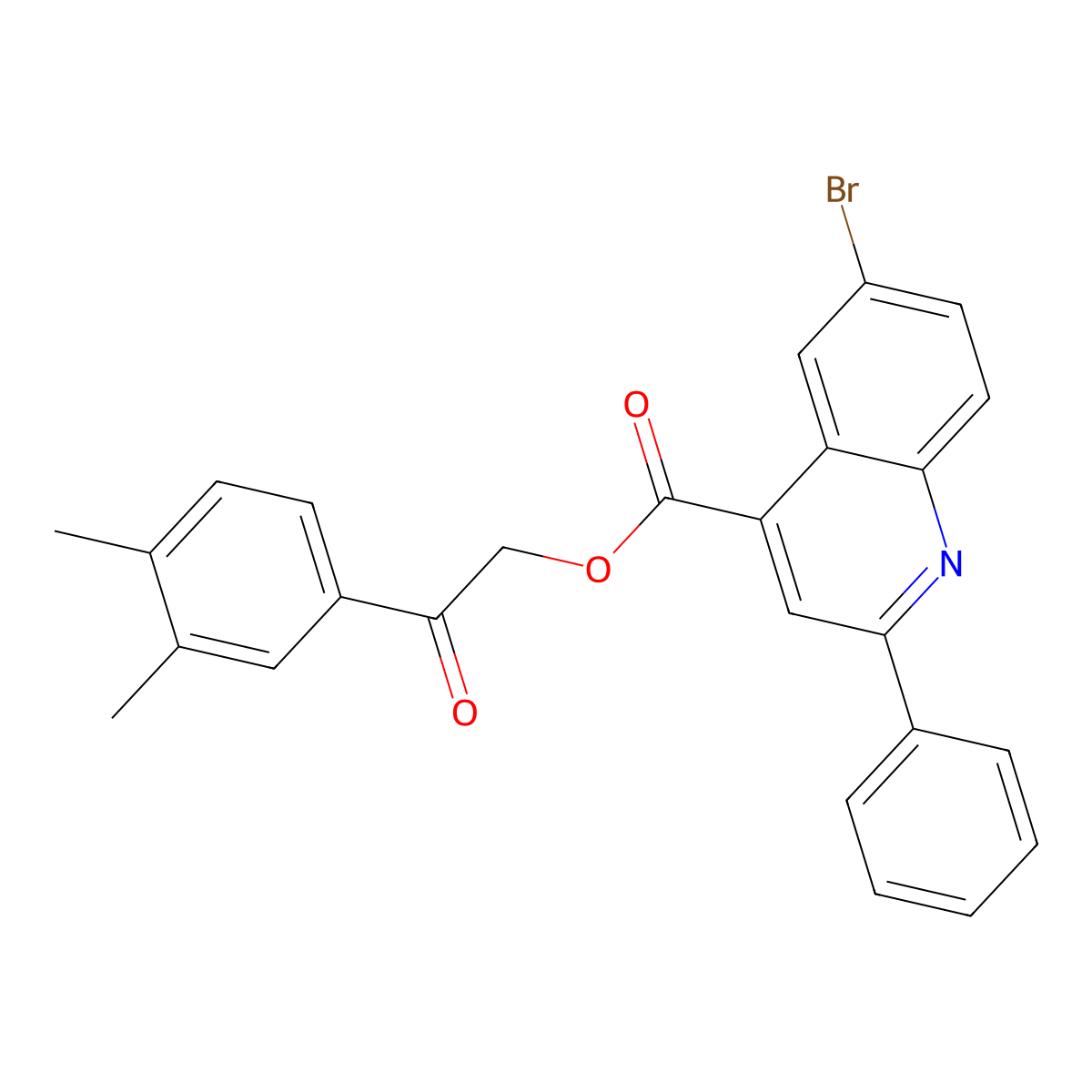 2-(3,4-Dimethylphenyl)-2-oxoethyl 6-bromo-2-phenyl-4-quinolinecarboxylate molecular structure, CAS 355421-80-6