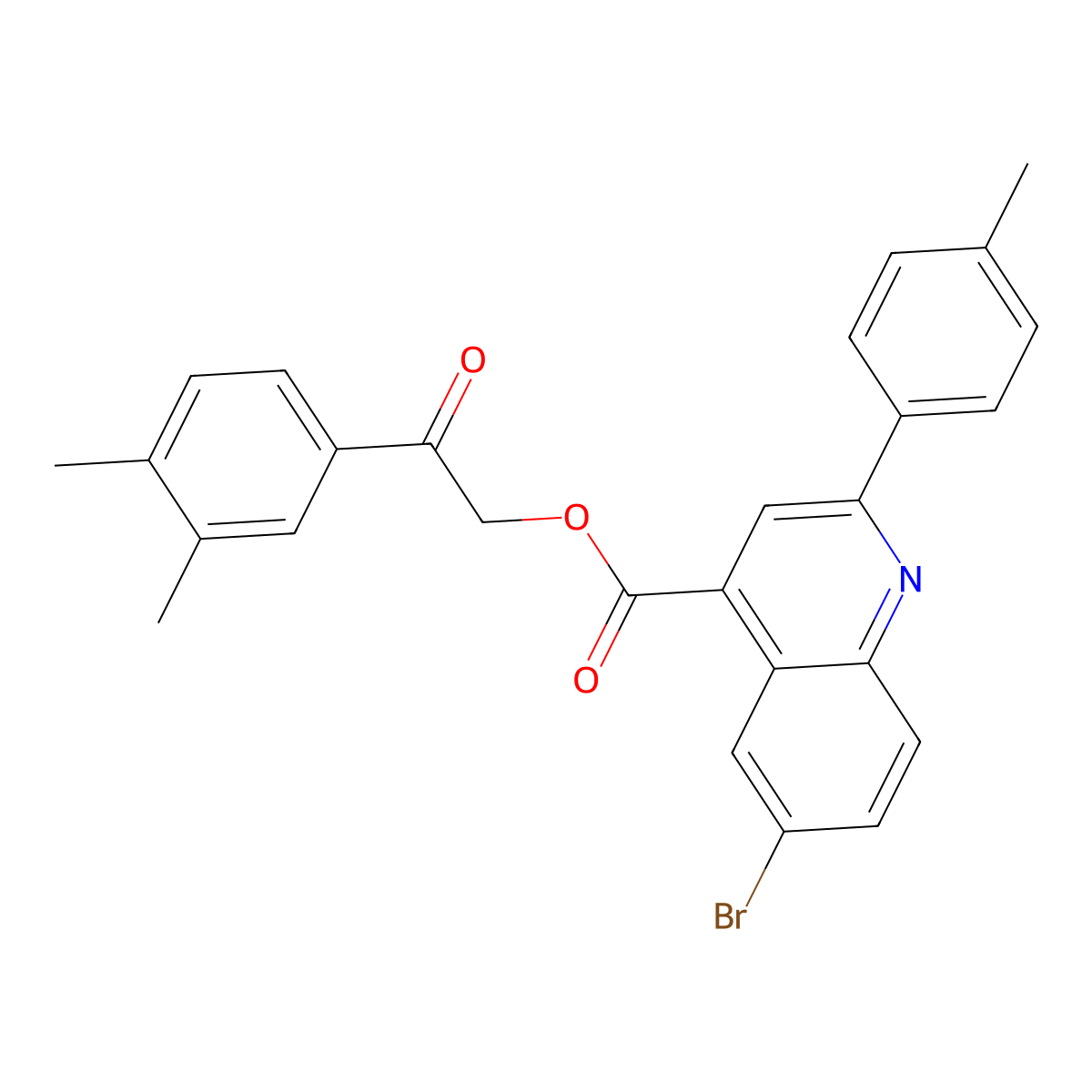 2-(3,4-Dimethylphenyl)-2-oxoethyl 6-BR-2-(4-methylphenyl)-4-quinolinecarboxylate molecular structure, CAS 355421-81-7