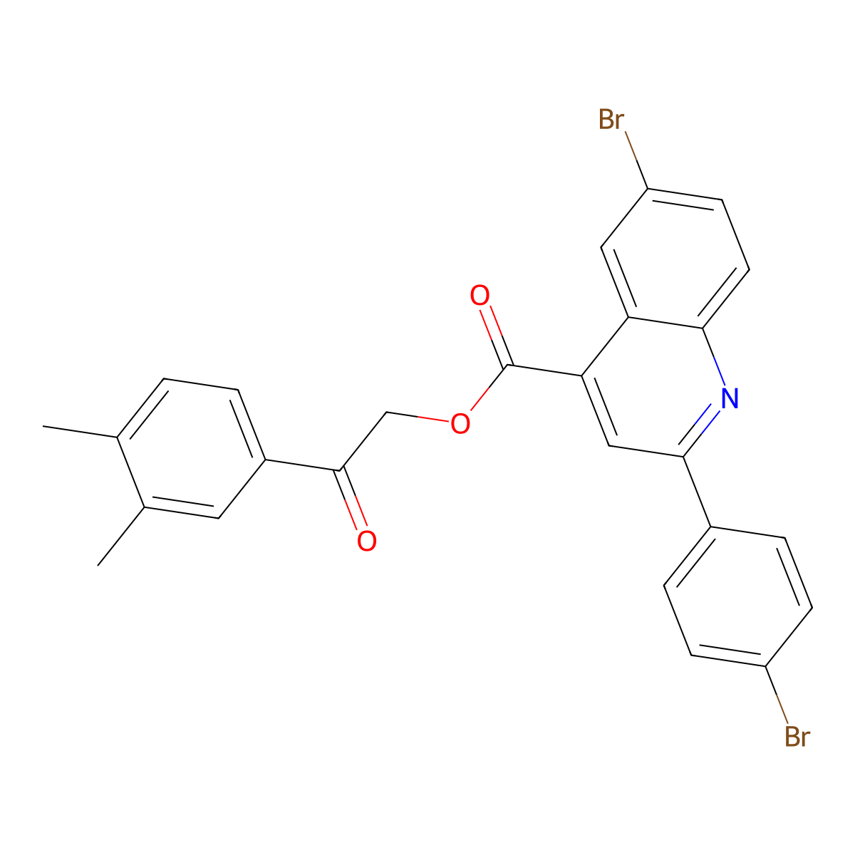 2-(3,4-Dimethylphenyl)-2-oxoethyl 6-BR-2-(4-bromophenyl)-4-quinolinecarboxylate molecular structure, CAS 355421-82-8