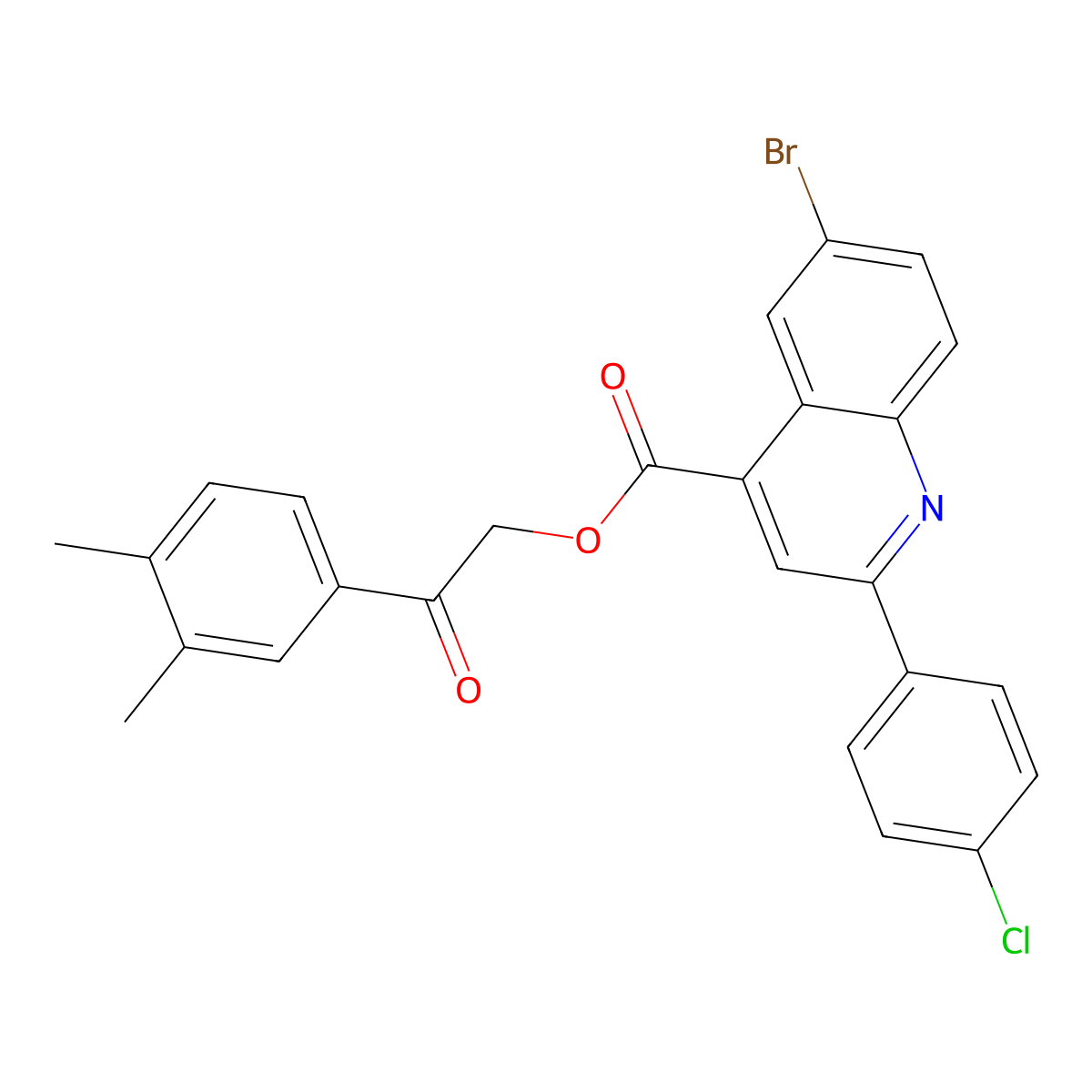 2-(3,4-Dimethylphenyl)-2-oxoethyl 6-BR-2-(4-chlorophenyl)-4-quinolinecarboxylate molecular structure, CAS 355421-83-9
