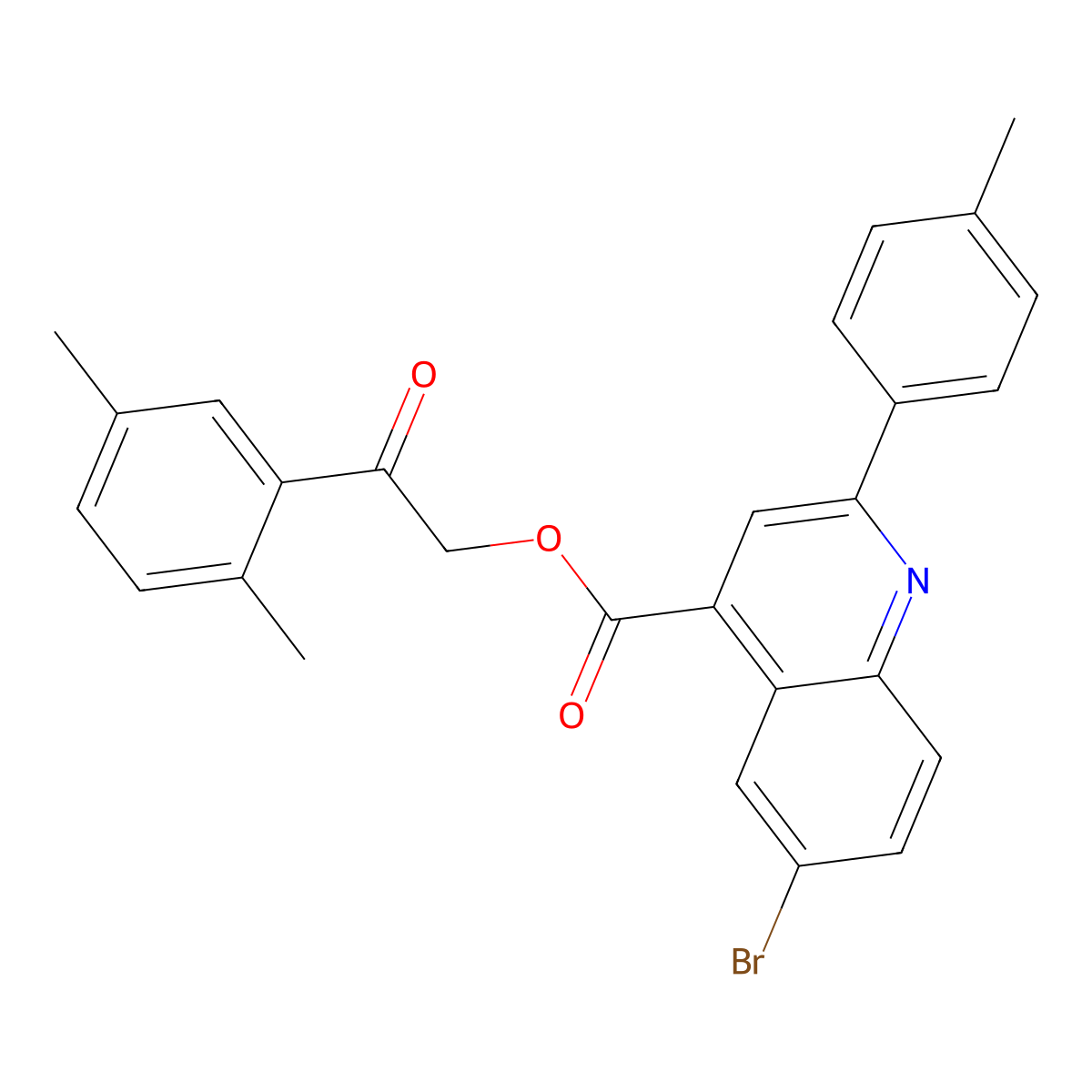 2-(2,5-Dimethylphenyl)-2-oxoethyl 6-BR-2-(4-methylphenyl)-4-quinolinecarboxylate molecular structure, CAS 355421-84-0