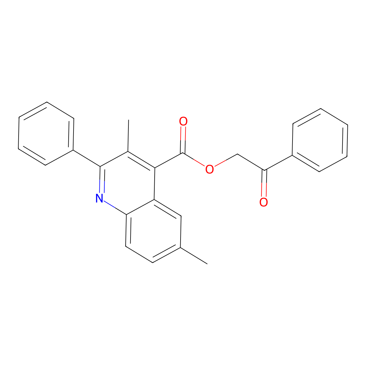 2-Oxo-2-phenylethyl 3,6-dimethyl-2-phenyl-4-quinolinecarboxylate molecular structure, CAS 355421-86-2