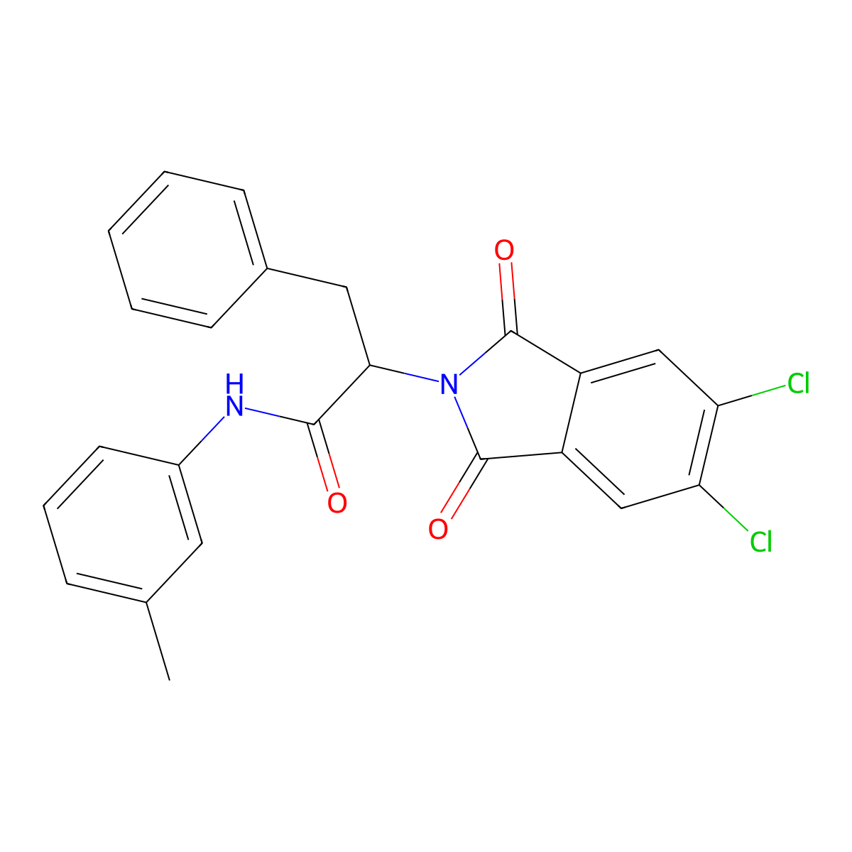 2-(5,6-dichloro-1,3-dioxoisoindol-2-yl)-N-(3-methylphenyl)-3-phenylpropanamide molecular structure, CAS 355422-25-2