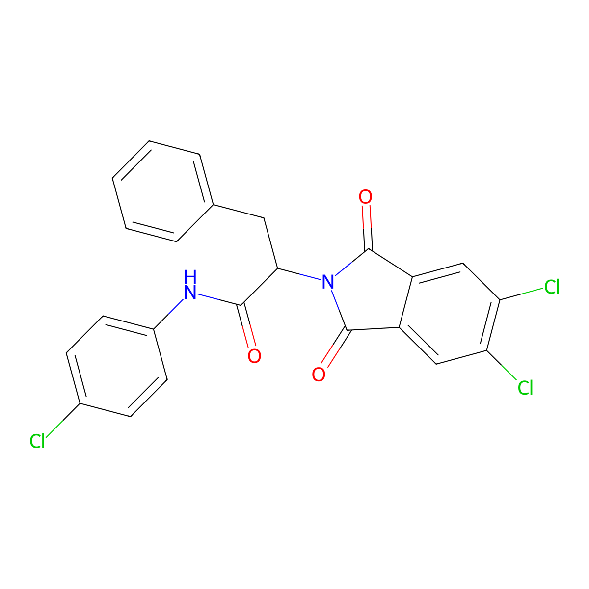 N-(4-chlorophenyl)-2-(5,6-dichloro-1,3-dioxoisoindol-2-yl)-3-phenylpropanamide molecular structure, CAS 355422-32-1