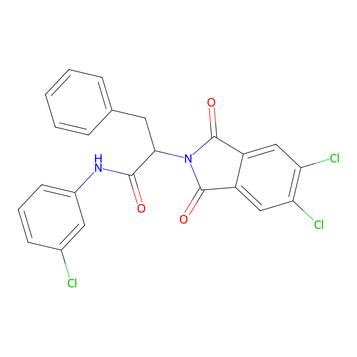 N-(3-chlorophenyl)-2-(5,6-dichloro-1,3-dioxoisoindol-2-yl)-3-phenylpropanamide molecular structure, CAS 355422-37-6
