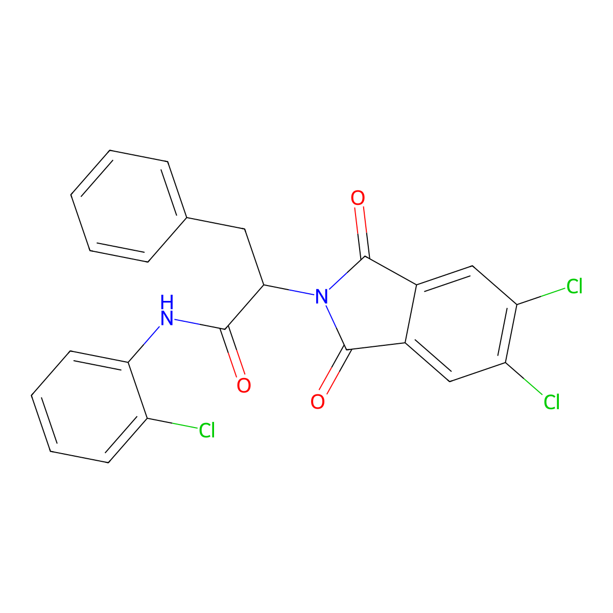 N-(2-chlorophenyl)-2-(5,6-dichloro-1,3-dioxoisoindol-2-yl)-3-phenylpropanamide molecular structure, CAS 355422-38-7