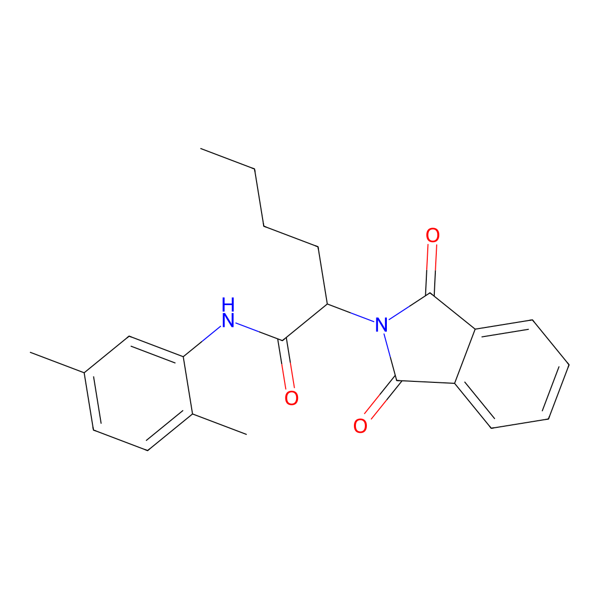 N-(2,5-dimethylphenyl)-2-(1,3-dioxoisoindol-2-yl)hexanamide molecular structure, CAS 355422-50-3