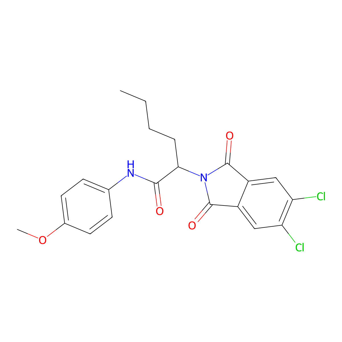 2-(5,6-dichloro-1,3-dioxoisoindol-2-yl)-N-(4-methoxyphenyl)hexanamide molecular structure, CAS 355422-54-7