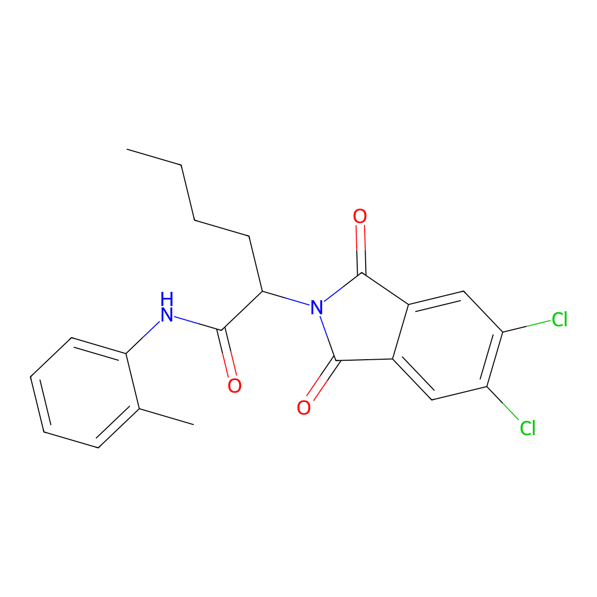 2-(5,6-dichloro-1,3-dioxoisoindol-2-yl)-N-(2-methylphenyl)hexanamide molecular structure, CAS 355422-55-8