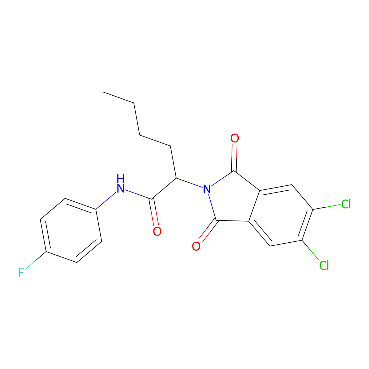 2-(5,6-dichloro-1,3-dioxoisoindol-2-yl)-N-(4-fluorophenyl)hexanamide molecular structure, CAS 355422-58-1