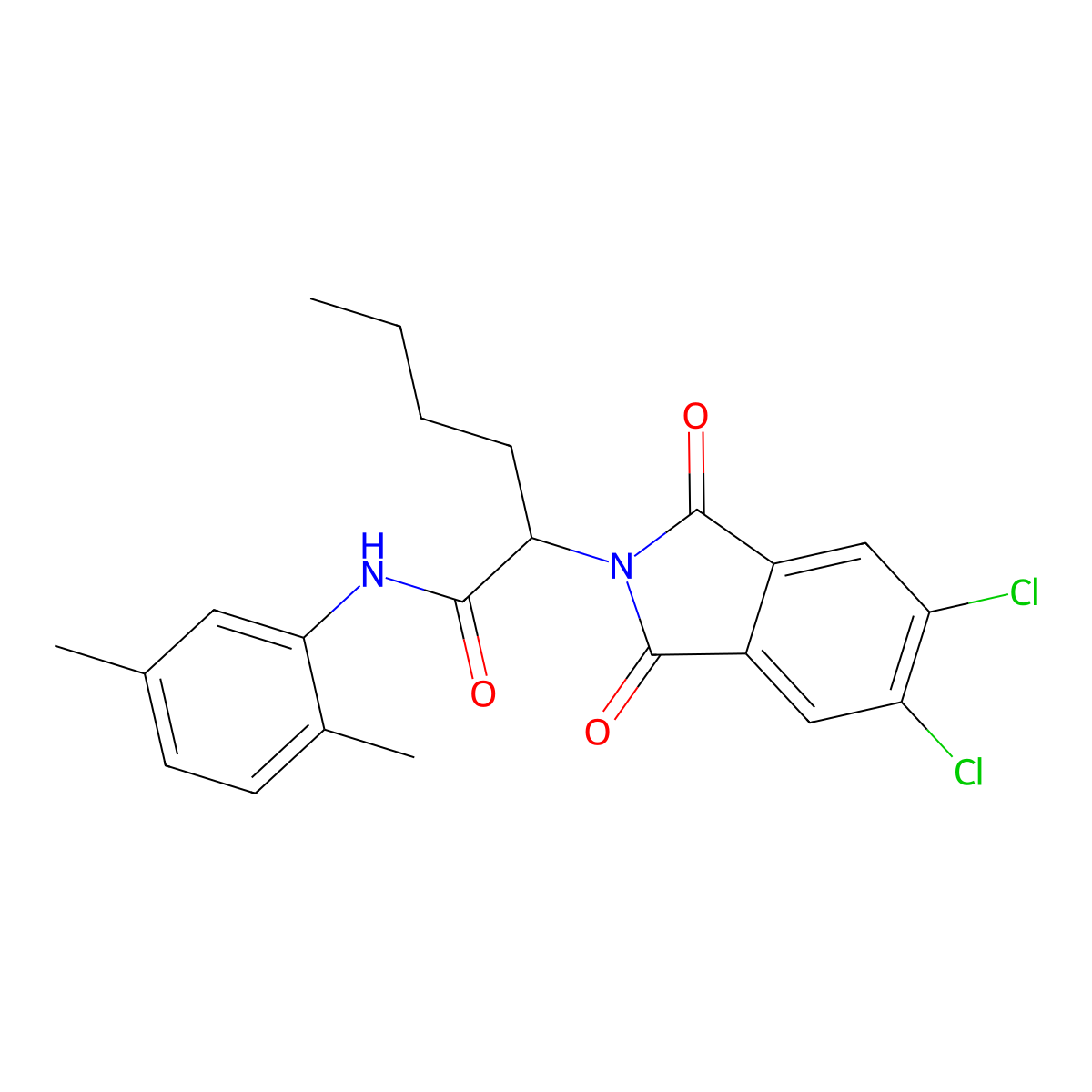 2-(5,6-dichloro-1,3-dioxoisoindol-2-yl)-N-(2,5-dimethylphenyl)hexanamide molecular structure, CAS 355422-61-6