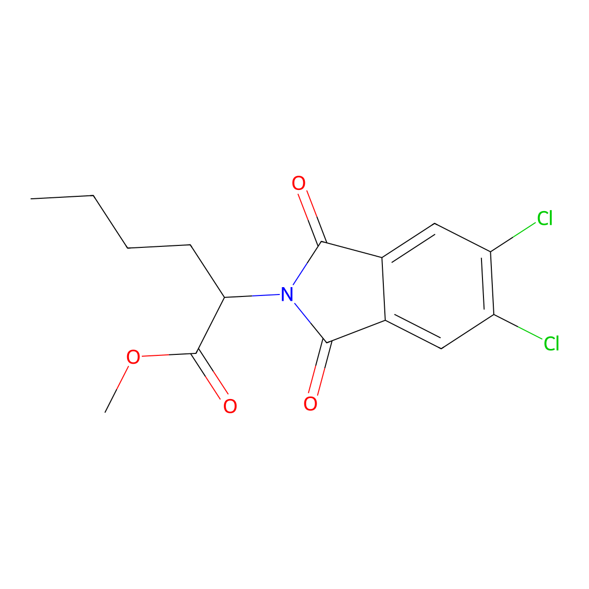 methyl 2-(5,6-dichloro-1,3-dioxo-1,3-dihydro-2H-isoindol-2-yl)hexanoate molecular structure, CAS 355422-65-0