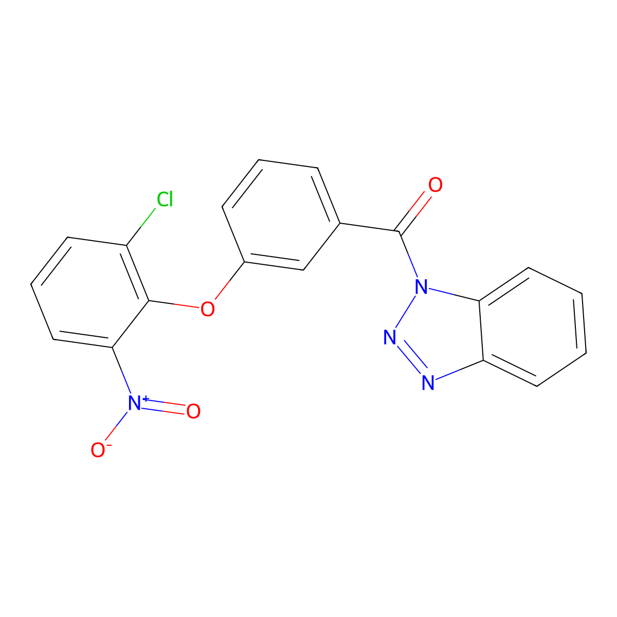 Benzotriazol-1-yl-[3-(2-chloro-6-nitrophenoxy)phenyl]methanone molecular structure, CAS 355425-76-2