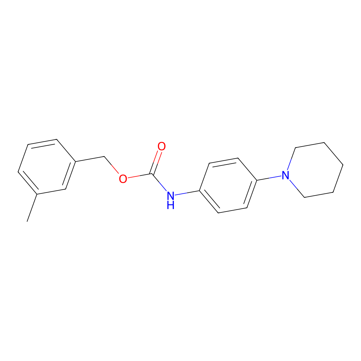 3-Methylbenzyl [4-(piperidin-1-yl)phenyl]carbamate molecular structure, CAS 355427-20-2