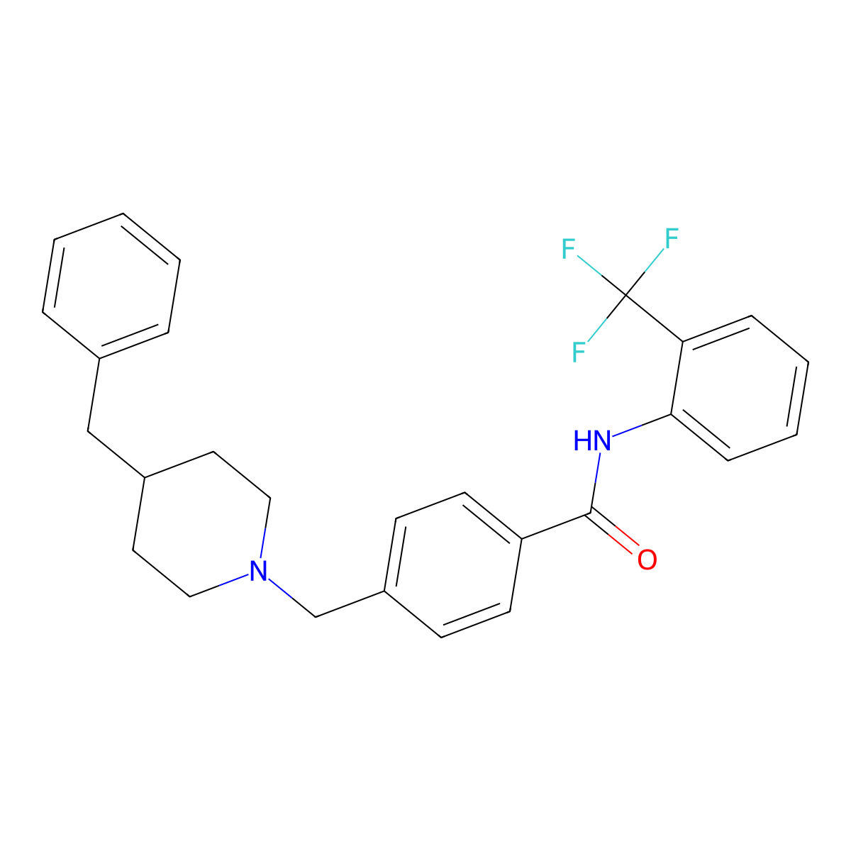 4-[(4-benzylpiperidin-1-yl)methyl]-N-[2-(trifluoromethyl)phenyl]benzamide molecular structure, CAS 355427-28-0