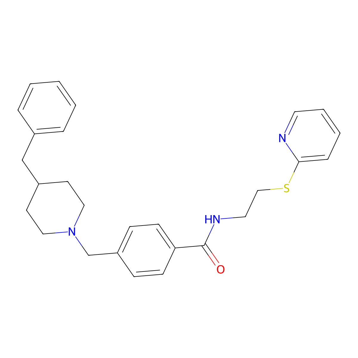 4-[(4-benzylpiperidin-1-yl)methyl]-N-(2-pyridin-2-ylsulfanylethyl)benzamide molecular structure, CAS 355427-37-1