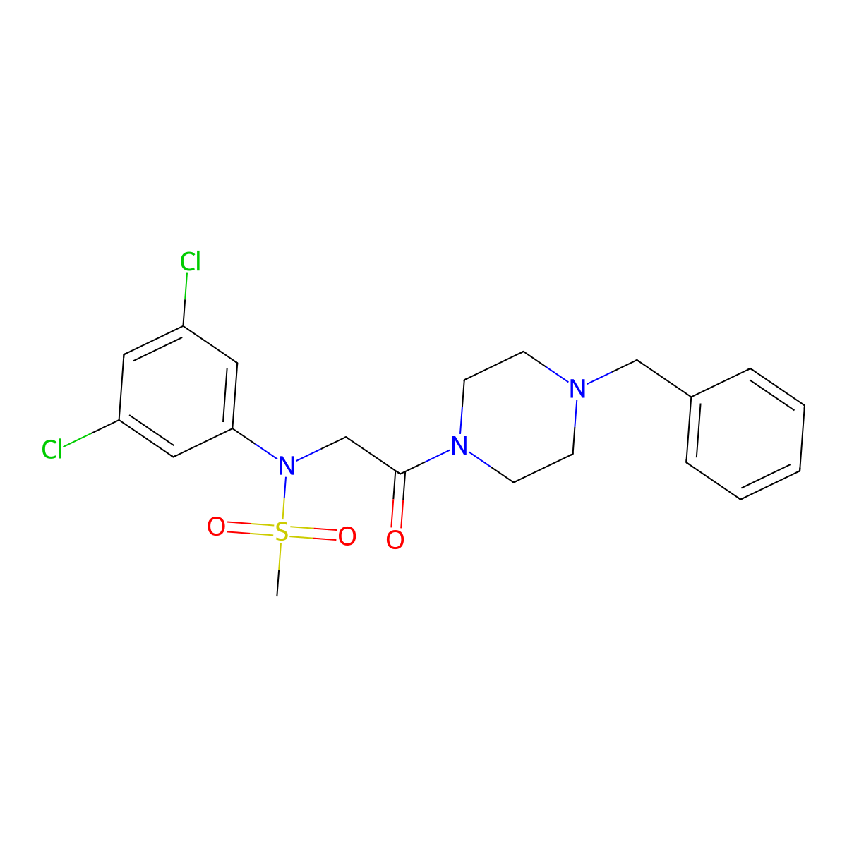 N-[2-(4-benzylpiperazin-1-yl)-2-oxoethyl]-N-(3,5-dichlorophenyl)methanesulfonamide molecular structure, CAS 355427-56-4