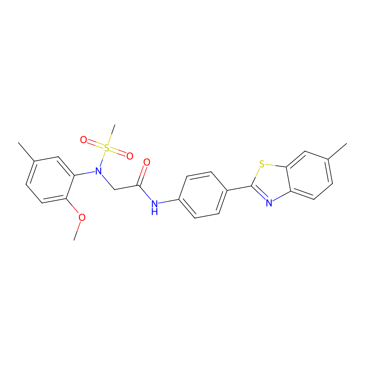 2-(2-methoxy-5-methyl-N-methylsulfonylanilino)-N-[4-(6-methyl-1,3-benzothiazol-2-yl)phenyl]acetamide molecular structure, CAS 355427-99-5