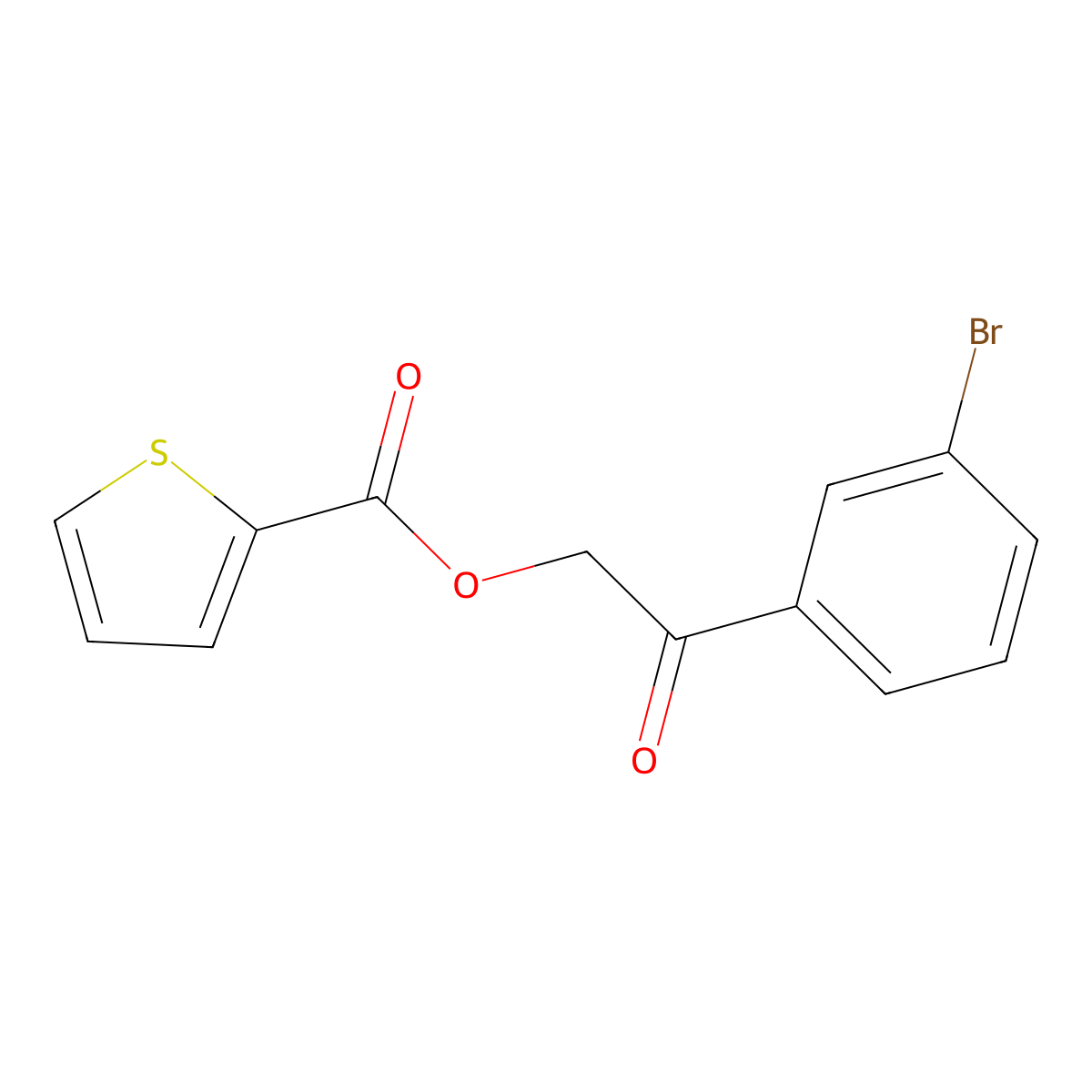 2-(3-Bromophenyl)-2-oxoethyl thiophene-2-carboxylate molecular structure, CAS 355428-14-7