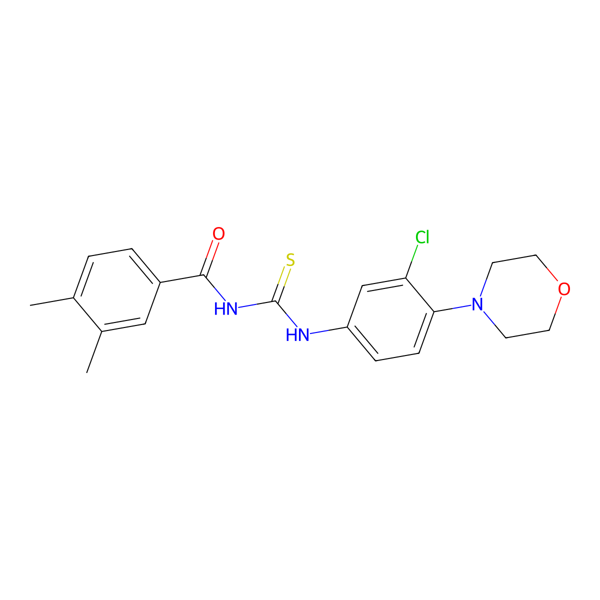 N-[3-chloro-4-(4-morpholinyl)phenyl]-N'-(3,4-dimethylbenzoyl)thiourea molecular structure, CAS 355428-20-5